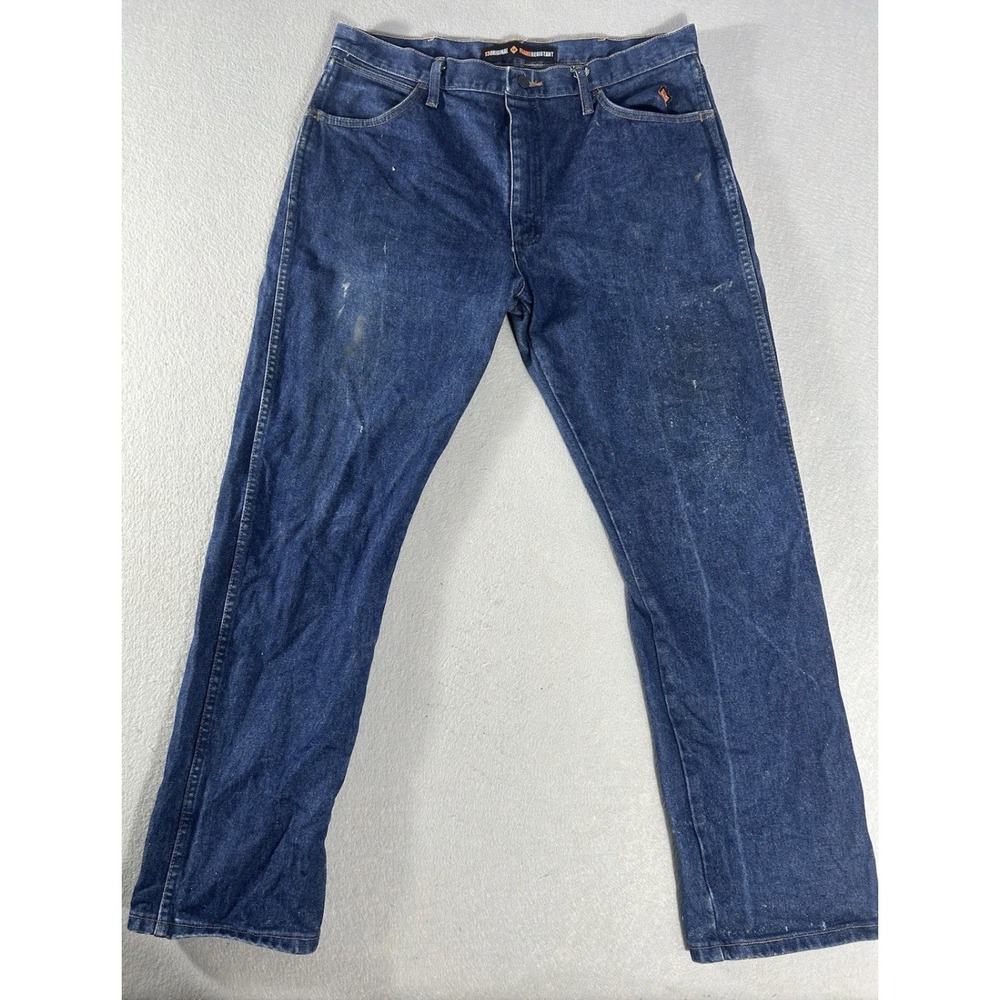 Wrangler Jeans Men's 36x32 FR Flame Resistant Relaxed Workwear Blue Denim Cotton